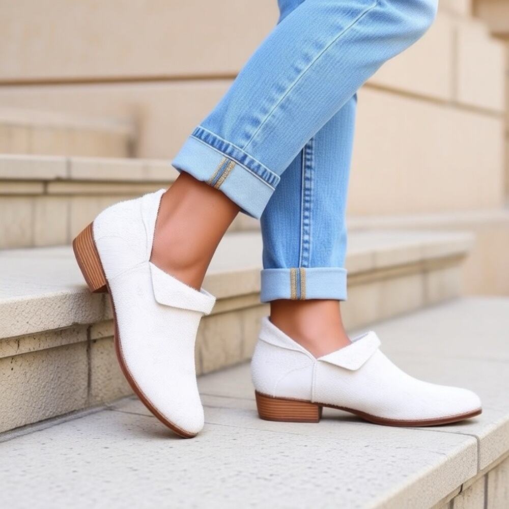 SEYCHELLES Talc White Textured Suede Snare Ankle Boots Fold Over Cuffs Sz: 7.5